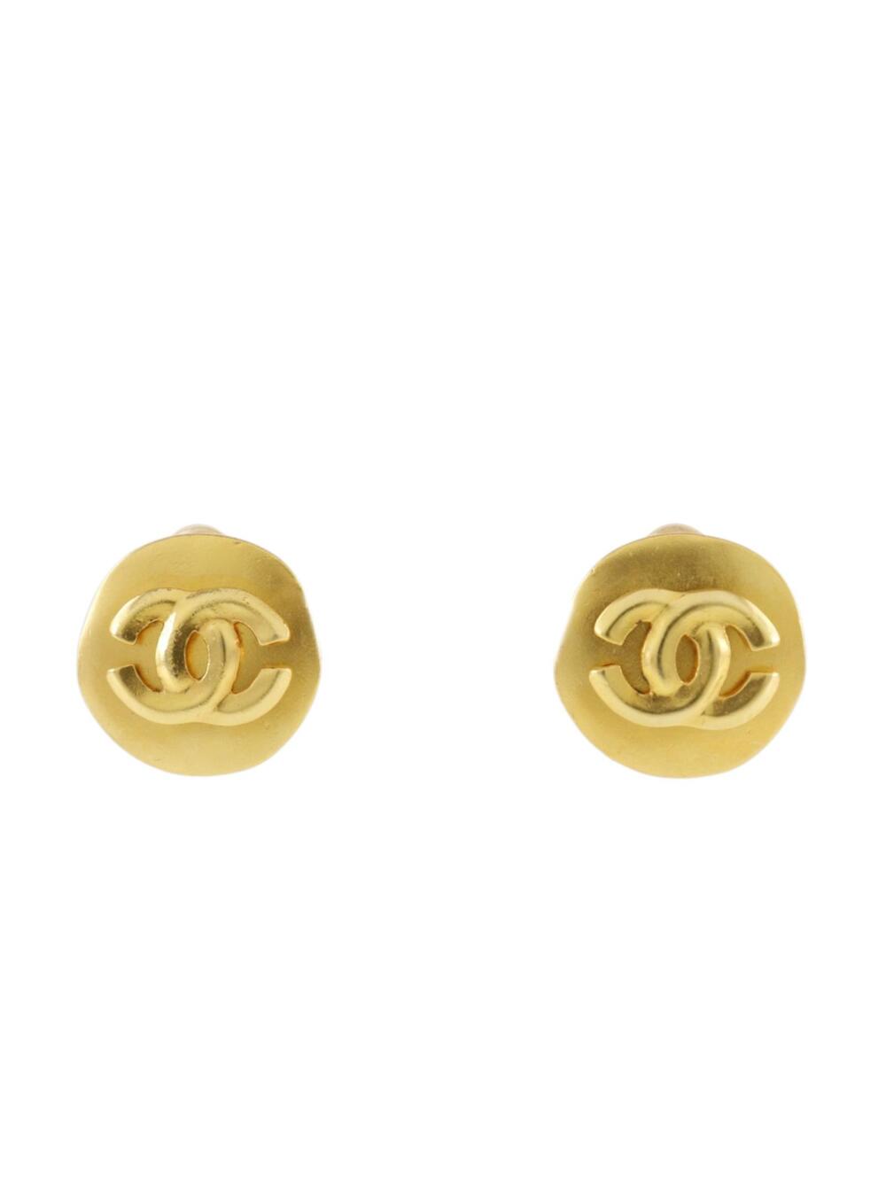 Chanel Cc Gold Plated Round Clip On #282370C62B